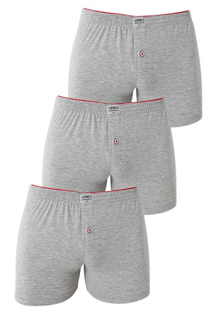 Erkek Düğmeli Boxer 3'lü Paket %100 Pamuklu Penye