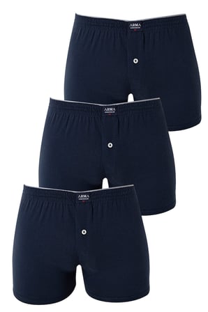 Erkek Düğmeli Boxer 3'lü Paket %100 Pamuklu Penye