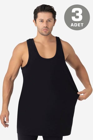 Erkek Büyük Beden Atlet 3'lü Paket %100 Pamuklu Penye