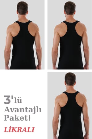 Erkek Pamuklu Likralı Sporcu Atlet 3'lü Paket