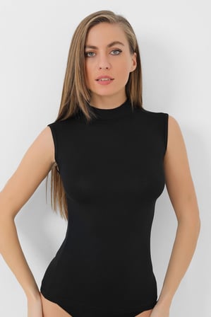 2 Adet Bambu Kadın Balıkçı Yaka Sıfır Kol Body Boğazlı Kolsuz Badi