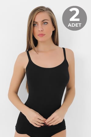 2 Adet Kadın Bambu Atlet Kalın İp Askı Yumuşak Esnek