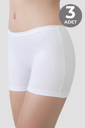 3'lü Paket Kadın Boxer Şort Pamuklu Likralı