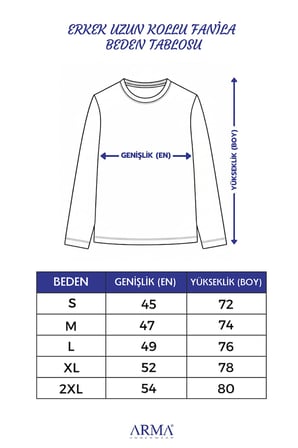 Erkek Bisiklet Yaka Uzun Kollu Fanila Tişört 2'li Paket %100 Pamuk Penye