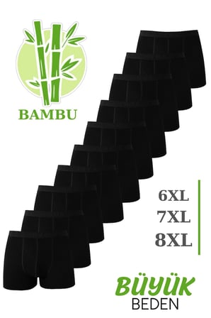 Erkek Bambu Büyük Beden Boxer 10'lu Paket