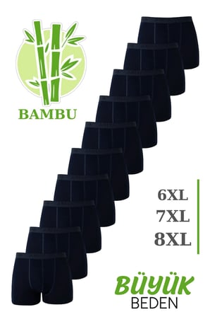 Erkek Bambu Büyük Beden Boxer 10'lu Paket