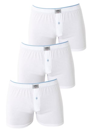 Erkek Düğmeli Boxer 3'lü Paket %100 Pamuklu Penye