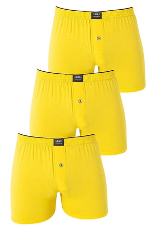 Erkek Düğmeli Boxer 3'lü Paket %100 Pamuklu Penye