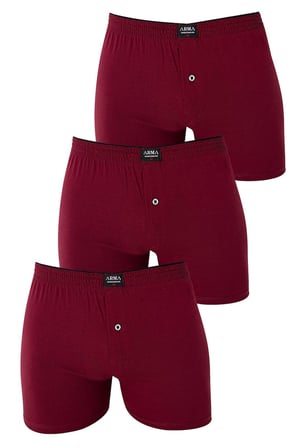 Erkek Düğmeli Boxer 3'lü Paket %100 Pamuklu Penye