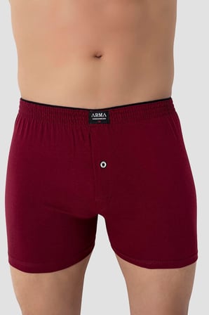 Erkek Düğmeli Boxer 3'lü Paket %100 Pamuklu Penye