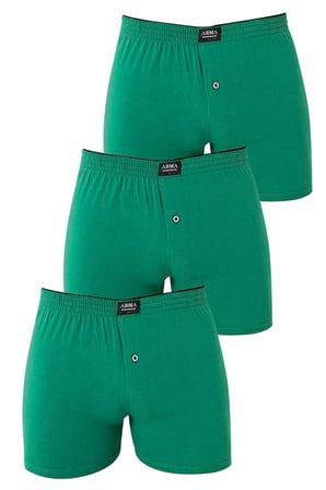 Erkek Düğmeli Boxer 3'lü Paket %100 Pamuklu Penye