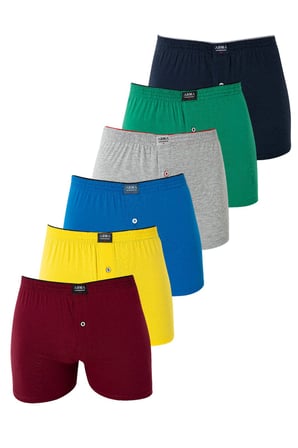 6'lı Paket Erkek Penye Havlu Bel Boxer %100 Pamuk