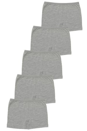 Gri Kız Çocuk Boxer Tayt 5'li Paket Pamuklu Likralı