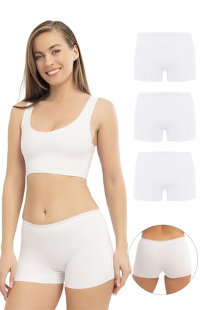 Basic Lazer Kesim Dikişsiz Kadın Boxer Külot 3'lü Paket