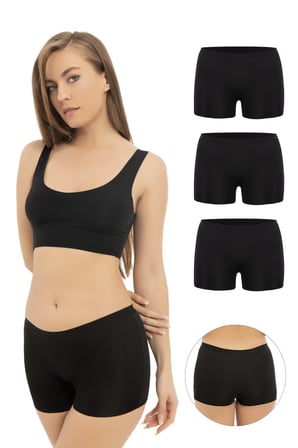 Basic Lazer Kesim Dikişsiz Kadın Boxer Külot 3'lü Paket