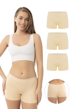Basic Lazer Kesim Dikişsiz Kadın Boxer Külot 3'lü Paket