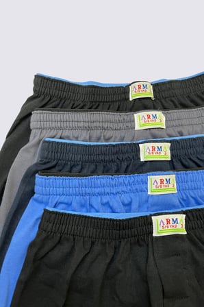 Karışık Renkli Erkek Çocuk Boxer 5'li Paket Düz Klasik Rahat Kesim %100 Pamuklu
