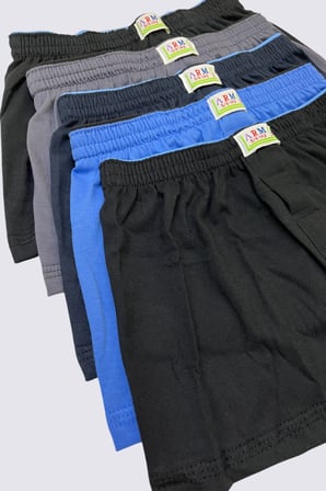 Karışık Renkli Erkek Çocuk Boxer 5'li Paket Düz Klasik Rahat Kesim %100 Pamuklu