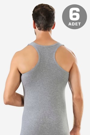 6'lı Paket Erkek Rambo Sporcu Atlet %100 Pamuk Ribana