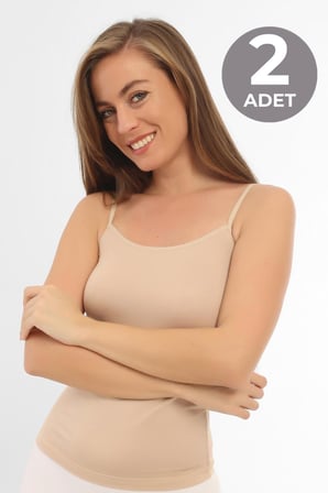 Kadın Bambu İp Askılı Atlet 2'li Paket Nefes Alabilir ve Yumuşak Kumaş