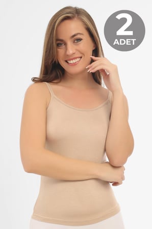 2 Adet Kadın Bambu Atlet Kalın İp Askı Yumuşak Esnek