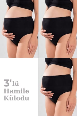 Kadın Lohusa Hamile Külodu Pamuklu Likralı Yumuşak Dokulu Esnek Kumaş 3'lü Set