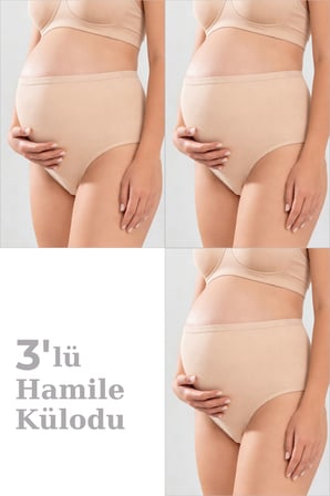 Kadın Lohusa Hamile Külodu Pamuklu Likralı Yumuşak Dokulu Esnek Kumaş 3'lü Set