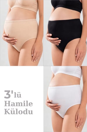 Kadın Lohusa Hamile Külodu Pamuklu Likralı Yumuşak Dokulu Esnek Kumaş 3'lü Set