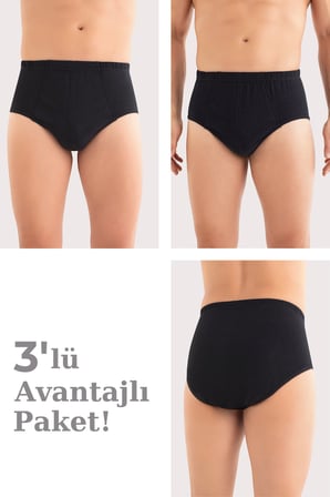 Erkek Pamuklu Külot Slip Beli Lastikli 3'lü Paket
