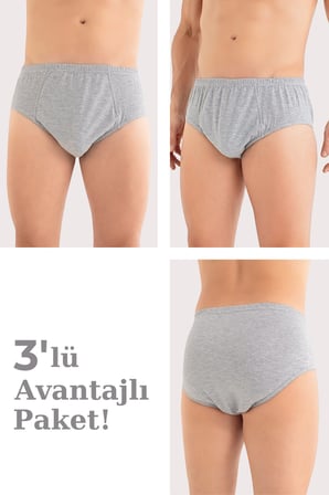 Erkek Pamuklu Külot Slip Beli Lastikli 3'lü Paket