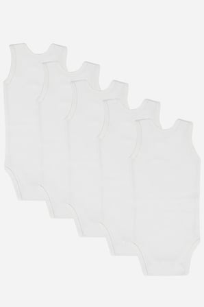 %100 Organik Pamuklu Bebek Atlet Çıtçıtlı Zıbın Body 5'li Paket