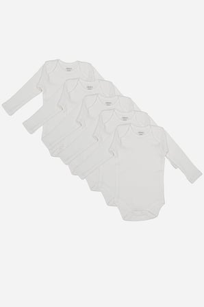 %100 Organik Pamuklu Uzun Kollu Bebek Body 5'li Paket