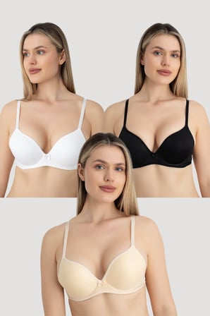 Kadın Dolgulu Destekli Balenli Toparlayıcı Sütyen 3'lü Set