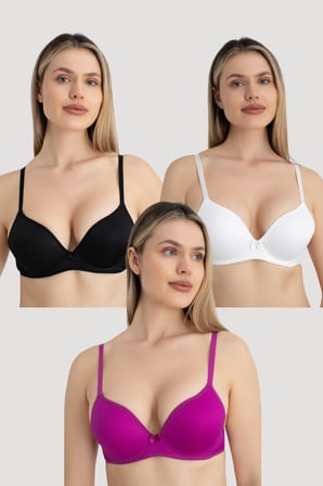 Kadın Dolgulu Destekli Balenli Toparlayıcı Sütyen 3'lü Set