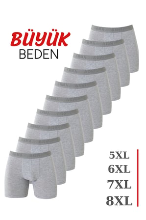 Erkek Büyük Beden Boxer Pamuklu Likralı 10'lu Paket