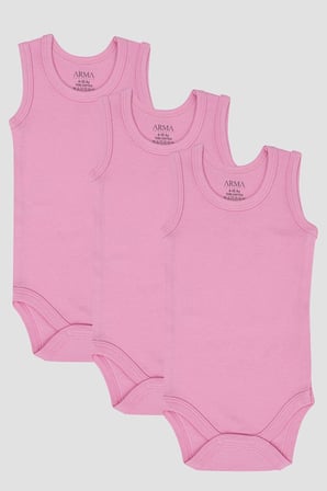 %100 Organik Pamuk 3'lü Bebek Atlet Çıtçıtlı Zıbın Body