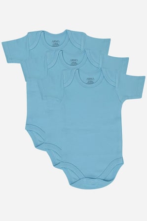 %100 Organik Pamuk 3'lü Kısa Kollu Bebek Çıtçıtlı Zıbın Body