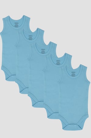 %100 Organik Pamuklu Bebek Atlet Çıtçıtlı Zıbın Body 5'li Paket
