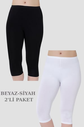 Kadın Kapri Tayt 2'li Pamuklu Likralı