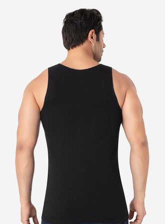 Erkek Görünmez Atlet Hayalet Atlet Siyah %100 Pamuklu 3'lü Paket