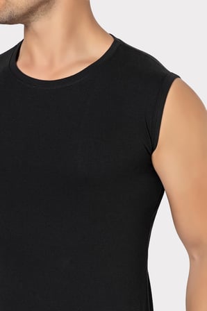 2'li Beyaz Siyah Erkek Bisiklet Yaka Kolsuz Tişört Atlet Pamuklu Likralı Yumuşak Esnek Kumaş