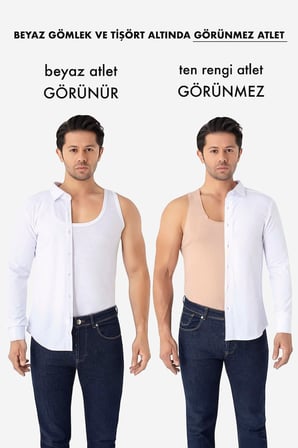 Erkek Dikişsiz Görünmez Atlet Ten Rengi %100 Pamuklu 2'li Paket