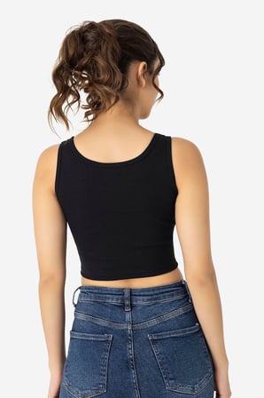 Kadın Pamuklu Kaşkorse Bisiklet Yaka Kalın Askılı Crop Beyaz Siyah 2'li Paket