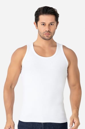 Erkek Fitilli Atlet Pamuklu Likralı Kaşkorse Halter Yaka Slim Fit Atlet