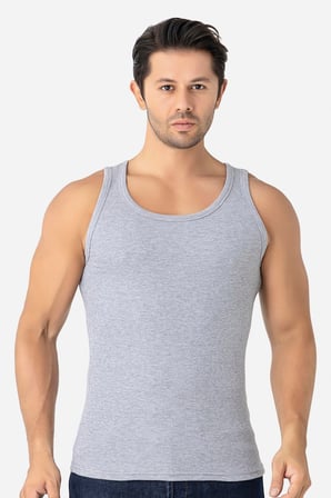 Erkek Fitilli Atlet Pamuklu Likralı Kaşkorse Halter Yaka Slim Fit Atlet