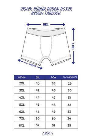 6'lı Paket Erkek Geniş Kalıp Büyük Beden Boxer Battal Boy İç Giyim %100 Pamuklu