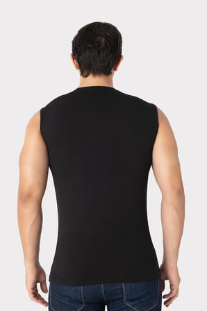 2'li Paket Erkek Beyaz Siyah V Yaka Kolsuz Tişört Atlet Pamuklu Likralı Esnek ve Yumuşak Kumaş