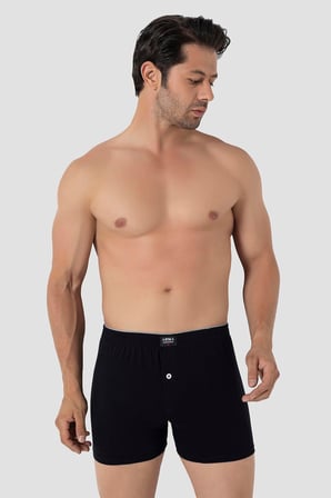 Erkek Düğmeli Boxer 3'lü Paket %100 Pamuklu Penye
