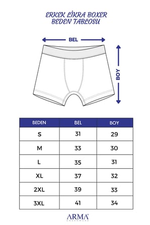 3'lü Lacivert Erkek Boxer Likralı Esnek Kumaş