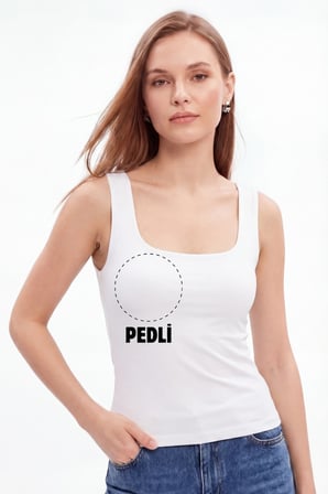 Kalın Askılı Kare Yaka Çıkarılabilir Pedli Sütyenli Kadın Atlet Pamuklu Likralı